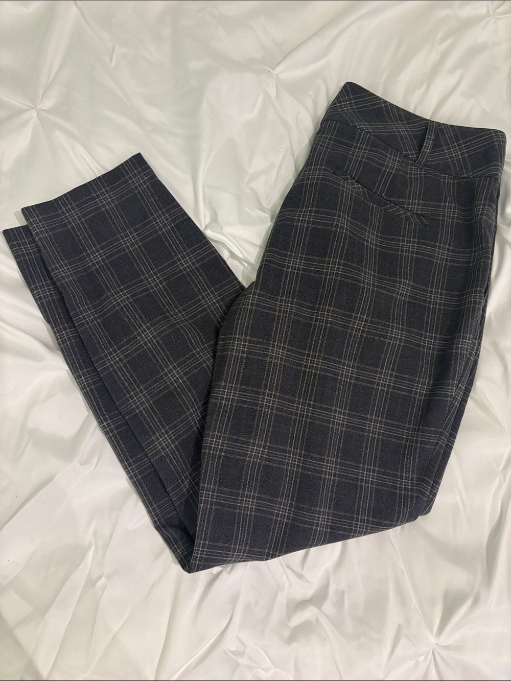 Plaid Ankle Pants in Charcoal and Teal